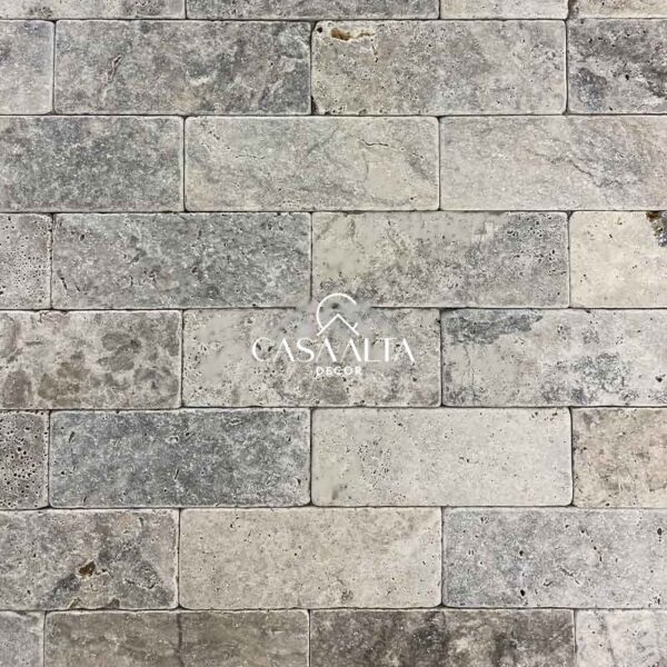 TRAVERTINO - ANTICATO PLATINUM (TIJOLINHO) <br> 7,5cm x 23cm <br> (valor por m²)